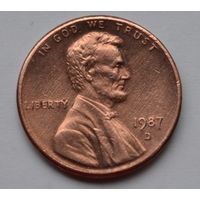 США, 1 цент  1987 г. D