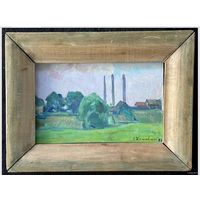 Красовский Е.Е. Пейзаж. 1973г. Картон, масло. Размер 28х38 см.с родной рамкой. Без 19х29 см.