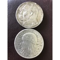 10 злотых 1932.1936г.цена за две.