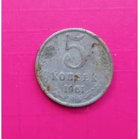 РЕДКАЯ.БЕЛАЯ.5 копеек 1961года.Не чищена
