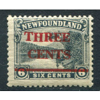 Британские колонии - Ньюфаундленд - 1929г. - побережье, надпечатка three cents - 1 марка - полная серия, MLH [Mi 144]. #3-WB-94-A-1
