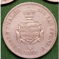 Саксония 1/6 талера 1861. Иоганн. Состояние!