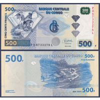 Конго, 500 франков 2022 г, P-W96C (PO, добыча алмазов в долине Этройте, Orell Fussli), UNC
