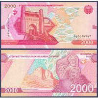 Узбекистан, 2000 сум 2021 г., P-W87 (CU), UNC
