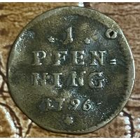 Монета 1 пфенниг 1796 год. Бавария. Максимилиан III.
