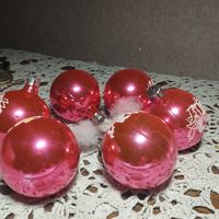 Елочные игрушки СССР Шары с птичками, цена за все шесть штук
