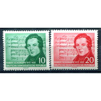 ГДР - 1956г. - Роберт Шуман, композитор - 2 марки - полная серия, MNH [Mi 528-529]. #1-GG-20-A-1