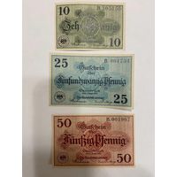 10 и 25 и 50 пфеннингов (нотгельды) 1921 г. Германия.
