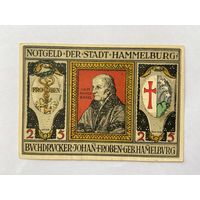 Нотгельд 25 пфеннигов Хаммельбург. Веймарская республика - 1602 (2)