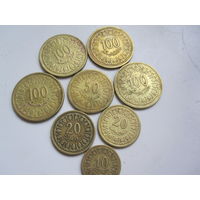 Монеты Туниса 10шт. без повторов.