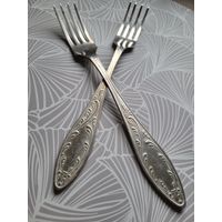 Вилки столовые "Пламя", мельхиор, Оленегорск, 2 шт. одним лотом.