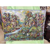 Картина два масло Лесная река художник К. Сайфугалиев 1987 год самая привлекательная цена трёхдневный аукцион