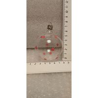 Ёлочная игрушка. Прозрачный шарик с розовыми кружочками.24