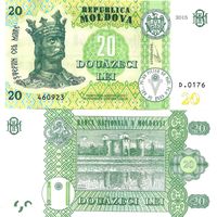 Молдова 20 леи образца 2015 года UNC p23(2)