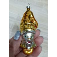 Елочные игрушки, стекло, гном  в шапке из Белоснежки, редкий,  гномик