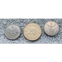 Монеты Латвия 20,50 сантимов 1992г.
