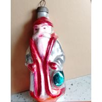 Винтажная ёлочная игрушка Дед Мороз 2. Стекло СССР