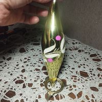 Елочная игрушка СССР Сосулька роспись, узор, длина 17 см