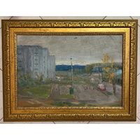 Рей И.П "Городская окраина. Минск", 1979г. Картон, масло.Размер 35х50 см.