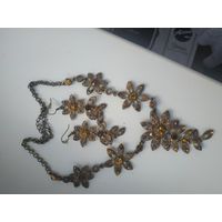 Колье с серьгами комплект бижутерия ссср Чехия винтаж