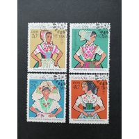 ГДР 1971 Полная серия марок (большой формат) "Лужицкие танцевальные костюмы девушек" (спецгашение с клеем без наклеек) Mi.1668-1671 каталог 2.50 евро