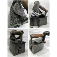 Крупный чугунный утюг в полном комплекте, размер "8".