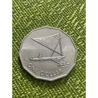 Кирибати 1 доллар 1979 г ( KM#7 Аутригер-каноэ парусник лодка )