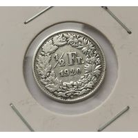 1/2 франка 1920 г. Серебро. С рубля.