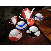 Антикварный/винтажный кофейный сервиз (Bremer & Schmidt, ГДР, 1968-72 гг. 11 предметов, 4 персоны)