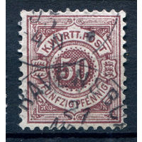 Королевство Вюртемберг - 1890г. - 50 Pf - 1 марка - полная серия, гашёная [Mi 59]. #1-Wu-12-A-1