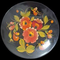 Декоративная тарелка ручная роспись лак дерево