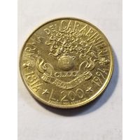 Италия 200 лир "180- лет карабинерам" 1994
