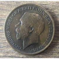 Монета 1 пенни 1911 год. Великобритания. Король Георг V.