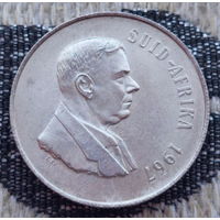 ЮАР 1 ранд 1967 года, UNC "В память о Президенте Хендрике Фервурде". Серебро! Сторгуй за свою цену, предложи обмен!
