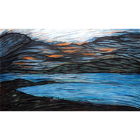 Вечер на Волге, смешанная техника, бумага, 2007, Котов Олег