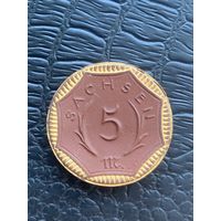 Германия 5 марок 1921 г Федеральная земля Саксония