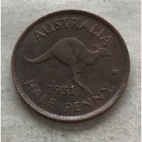 Австралия пол-пенни 1951 Георг VI (Перт - с точкой)