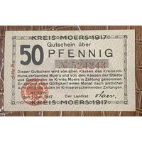 Нотгельд 50 пфеннигов 1917 год. Мёрс. Веймарская республика