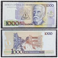 1 новый крузадо "штамп" Бразилия 1989 г. (из 1000 крузадо обр. 1987 г. Р-216b/С198)