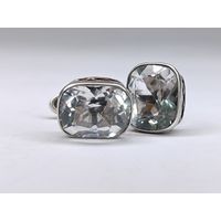 Серебряные запонки 875 пр. Горный хрусталь. СССР.