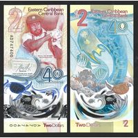 Восточные Карибы 2 доллара образца 2023 года UNC pw61 серия АВ
