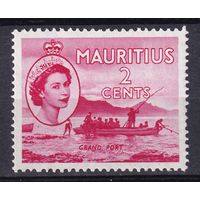 119.BrKSe. Великобритания. Колонии. Маврикий. Елизавета II. Местные мотивы. 2C. 1954 г. Mi.#243. MNH.