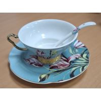 Кофейная тройка. Фарфор, золочение. Европа. Клеймо