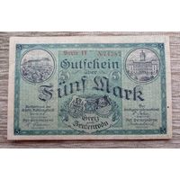 Werty71 Германия 5 марок 1918 банкнота Грайц и Цойленрода