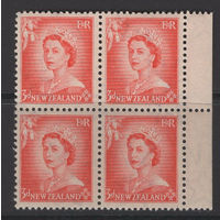 Новая Зеландия 1953 ** кварт 4 марки с правым полем (SG 727)