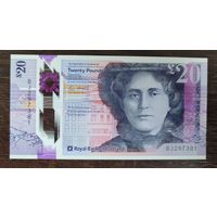 Шотландия 20 фунтов 2019 года полимер P.372(1), Royal Bank of Scotland UNC