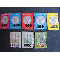 Марки стандартных выпусков РБ 1995-96 гг. с надпечатками новых номиналов. Полная серия