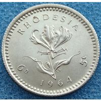 Родезия. 6 пенсов (5 центов) 1964 год  KM#1  Тираж: 13.500.000 шт