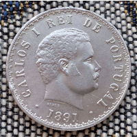 Португалия 500 рейсов 1891 года. Король Карлос I. Серебро! Сторгуй за свою цену, предложи обмен! Y100