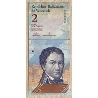 Банкнота ВЕНЕСУЭЛА 2 БОЛИВАРА 2013 ГОД. НЕ БЫЛА В ОБОРОТЕ